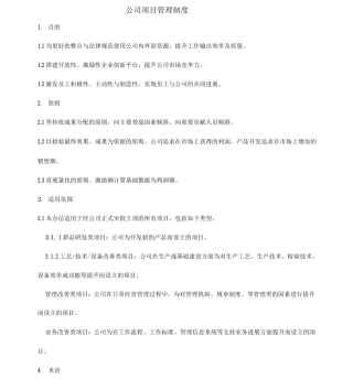 公司项目管理制度复习进程