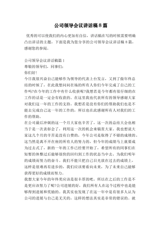 公司领导会议讲话稿8篇