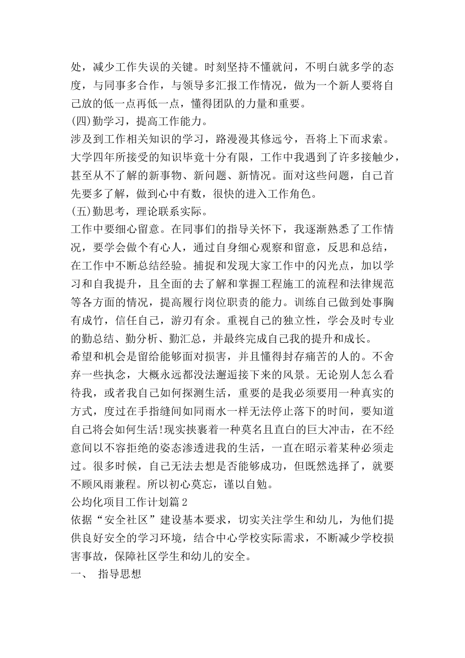 公均化项目工作计划模板8篇_第2页