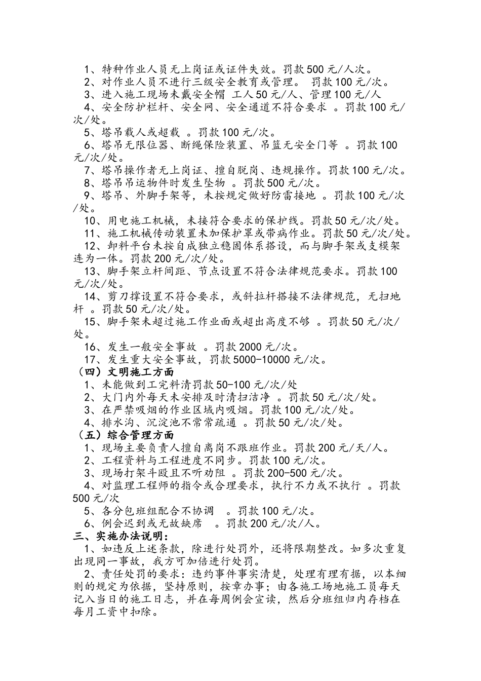 公租房项目工程施工管理奖罚制度_第3页