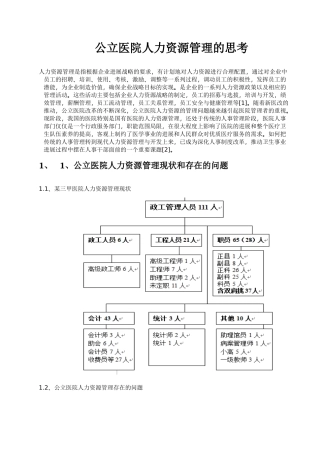 公立医院人力资源管理的思考