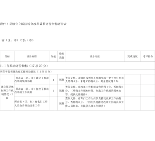 公立医院综合改革效果指标评分表