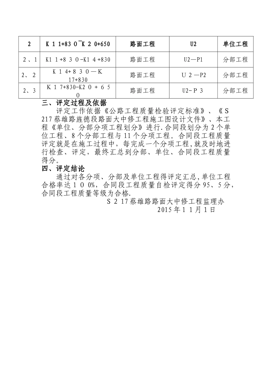 公路工程监理质量评定报告_第3页