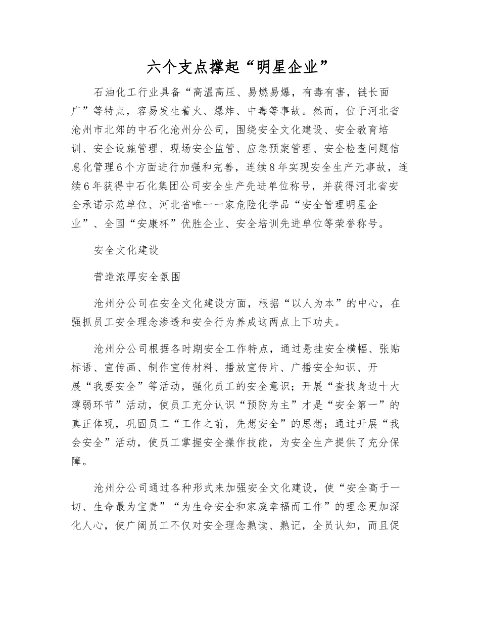 六个支点撑起“明星企业”_第1页