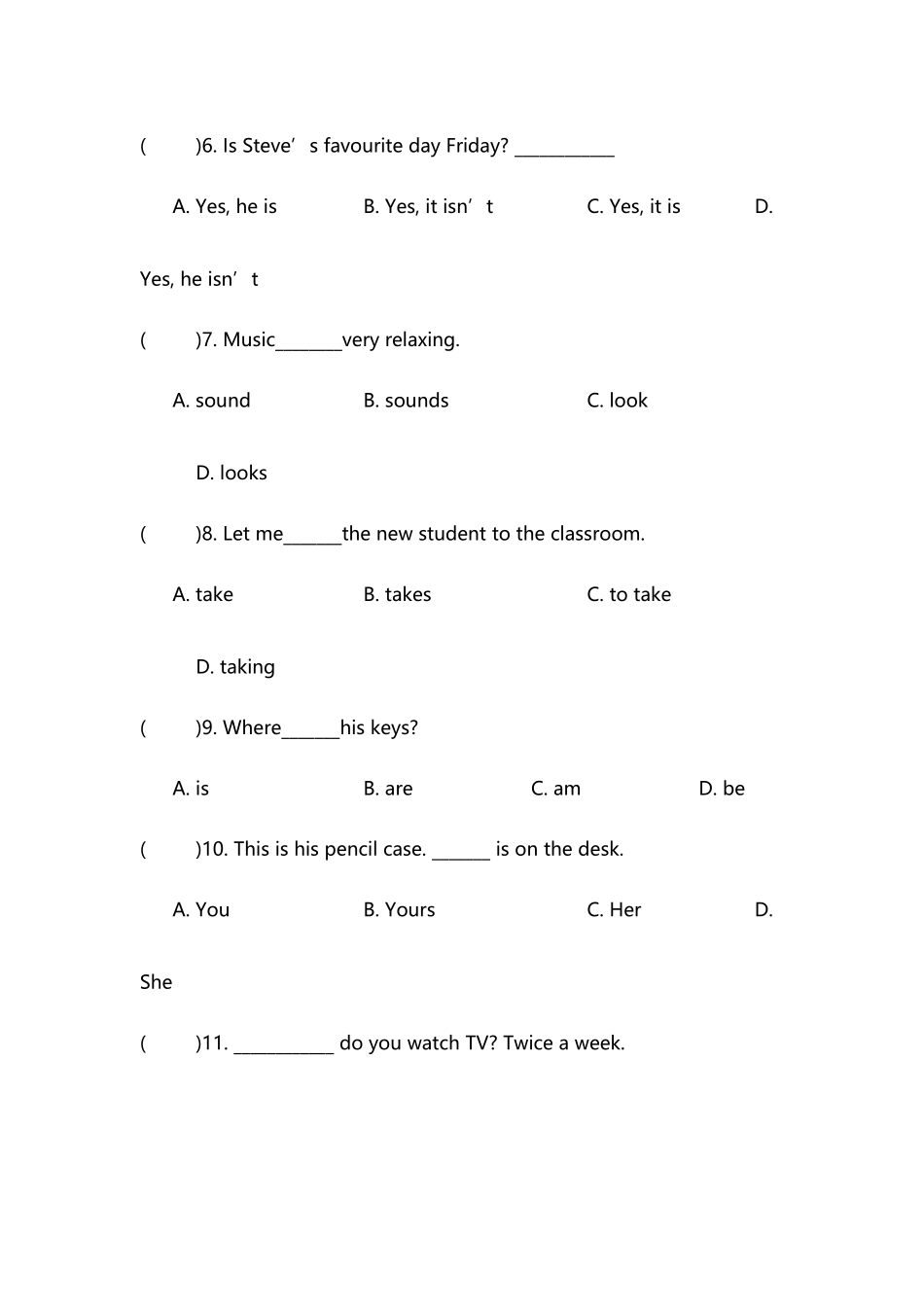 六年级英语培优题_第3页