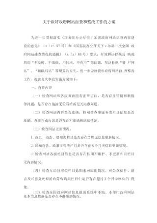 关于做好政府网站自查和整改工作的方案