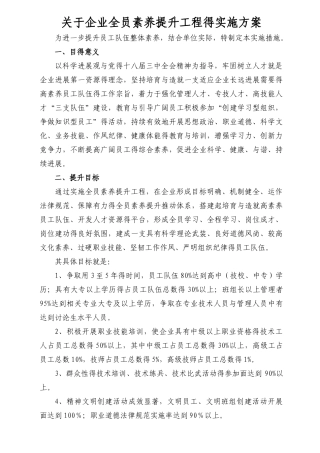 关于全员素质提升工程的实施措施