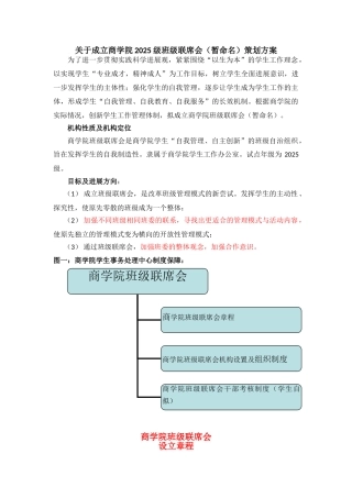 关于商学院成立班级联席会的策划方案
