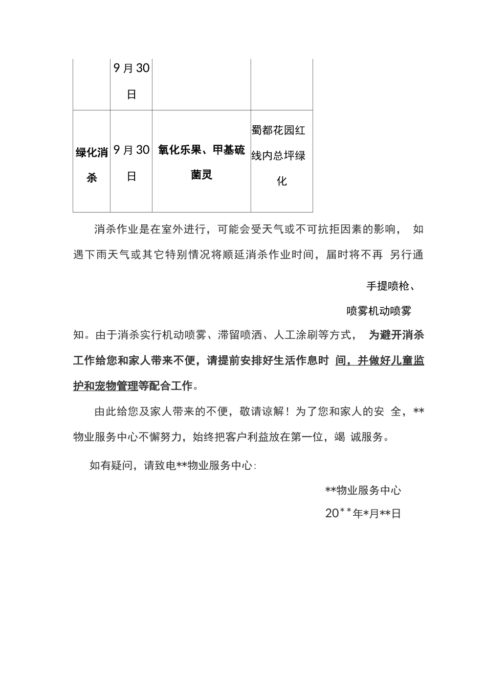 关于小区公共区域四害及绿化消杀的温馨提示_第2页