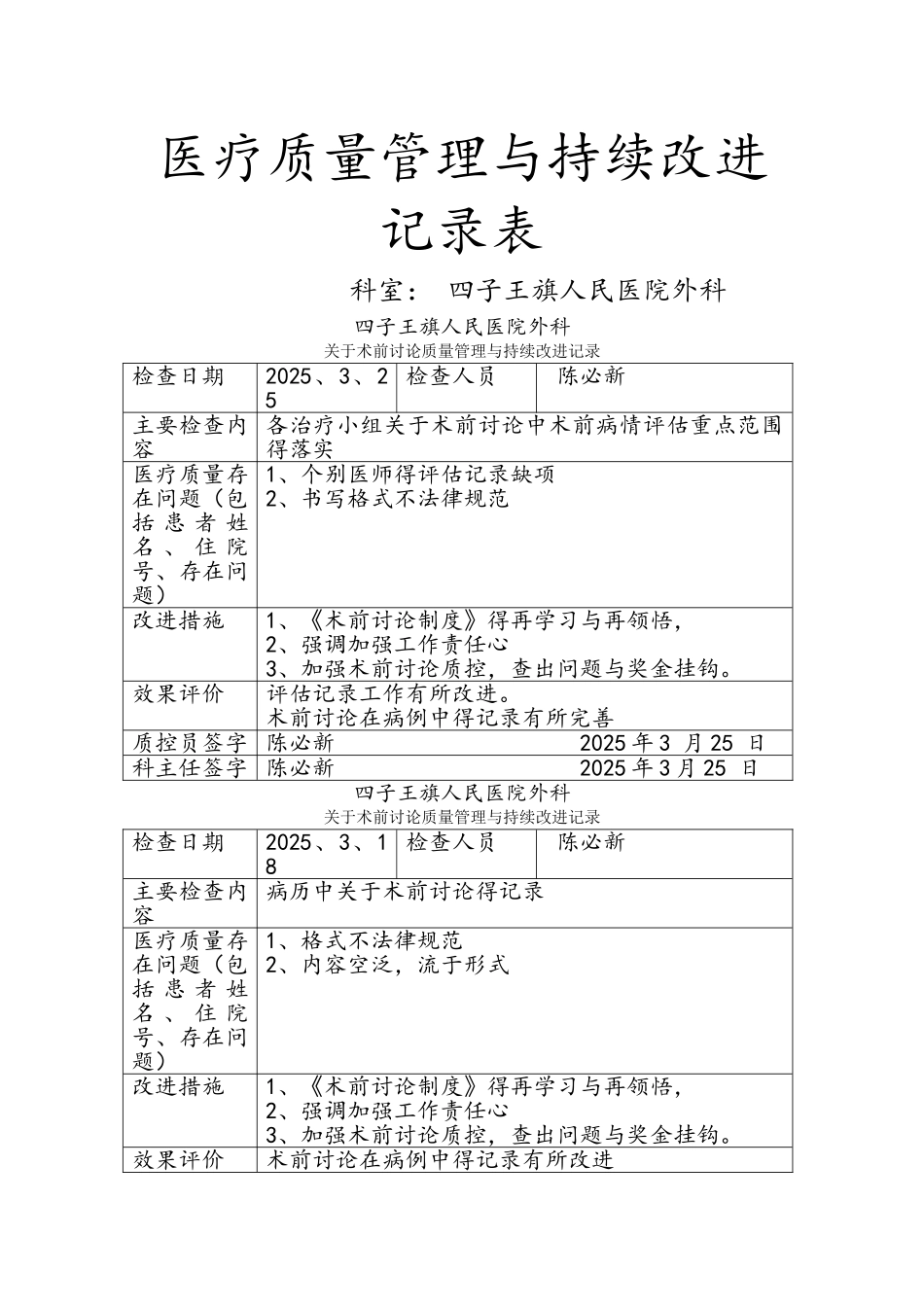 关于术前讨论质量管理及持续改进记录文本_第1页