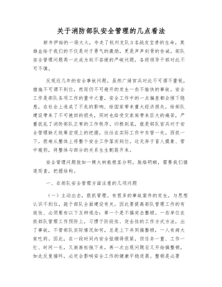 关于消防部队安全管理的几点看法