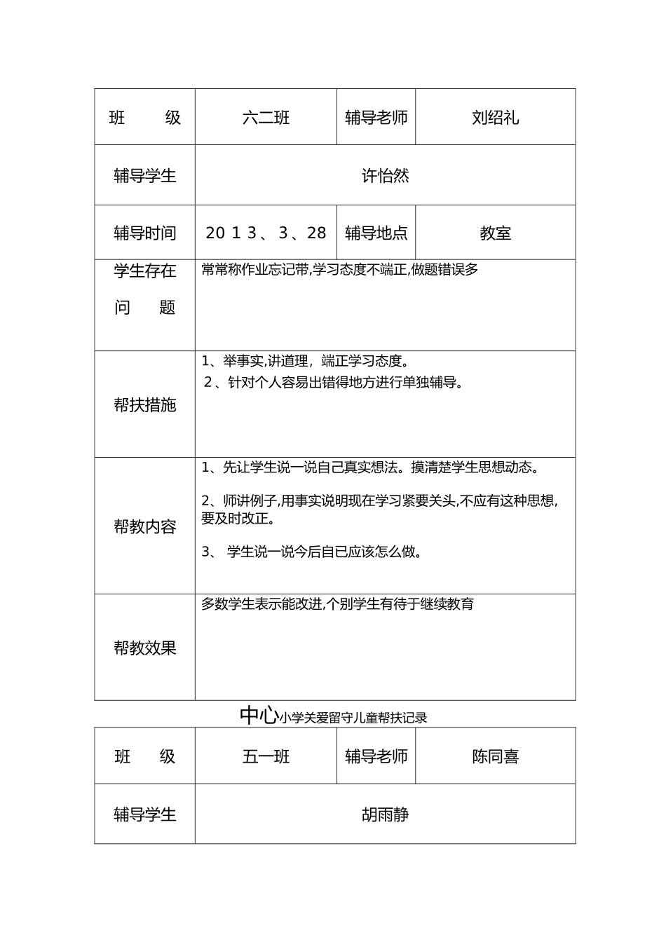 关爱留守儿童帮扶记录_第2页