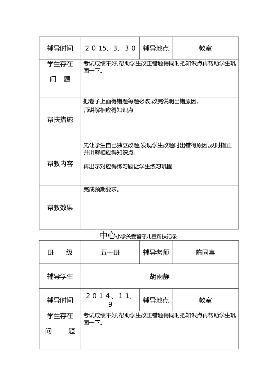 关爱留守儿童帮扶记录_第3页