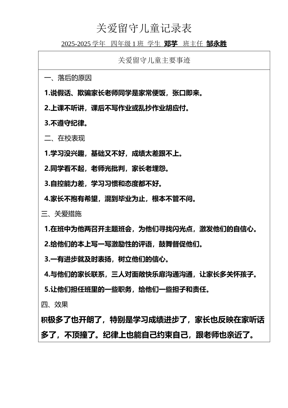 关爱留守儿童记录表59354_第2页