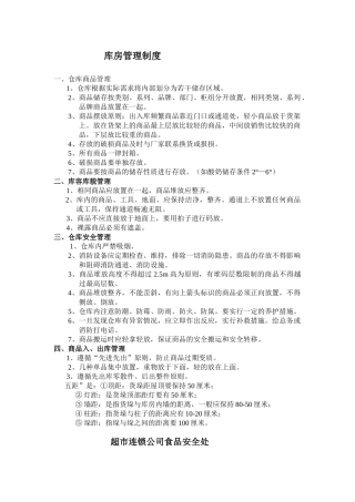 兴隆超市库房管理制度