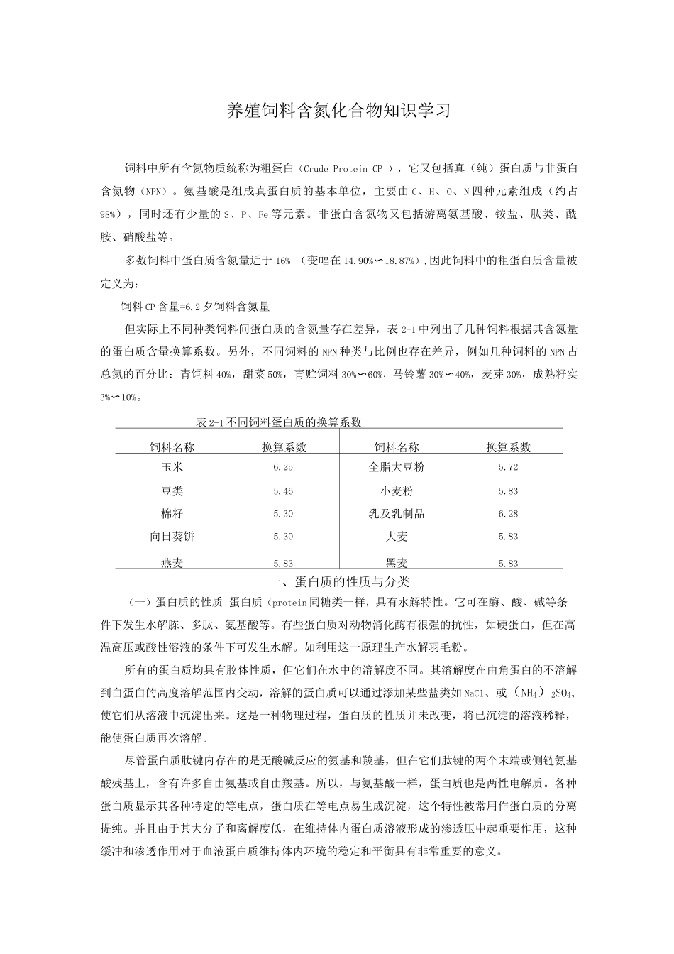 养殖饲料含氮化合物知识学习_第1页