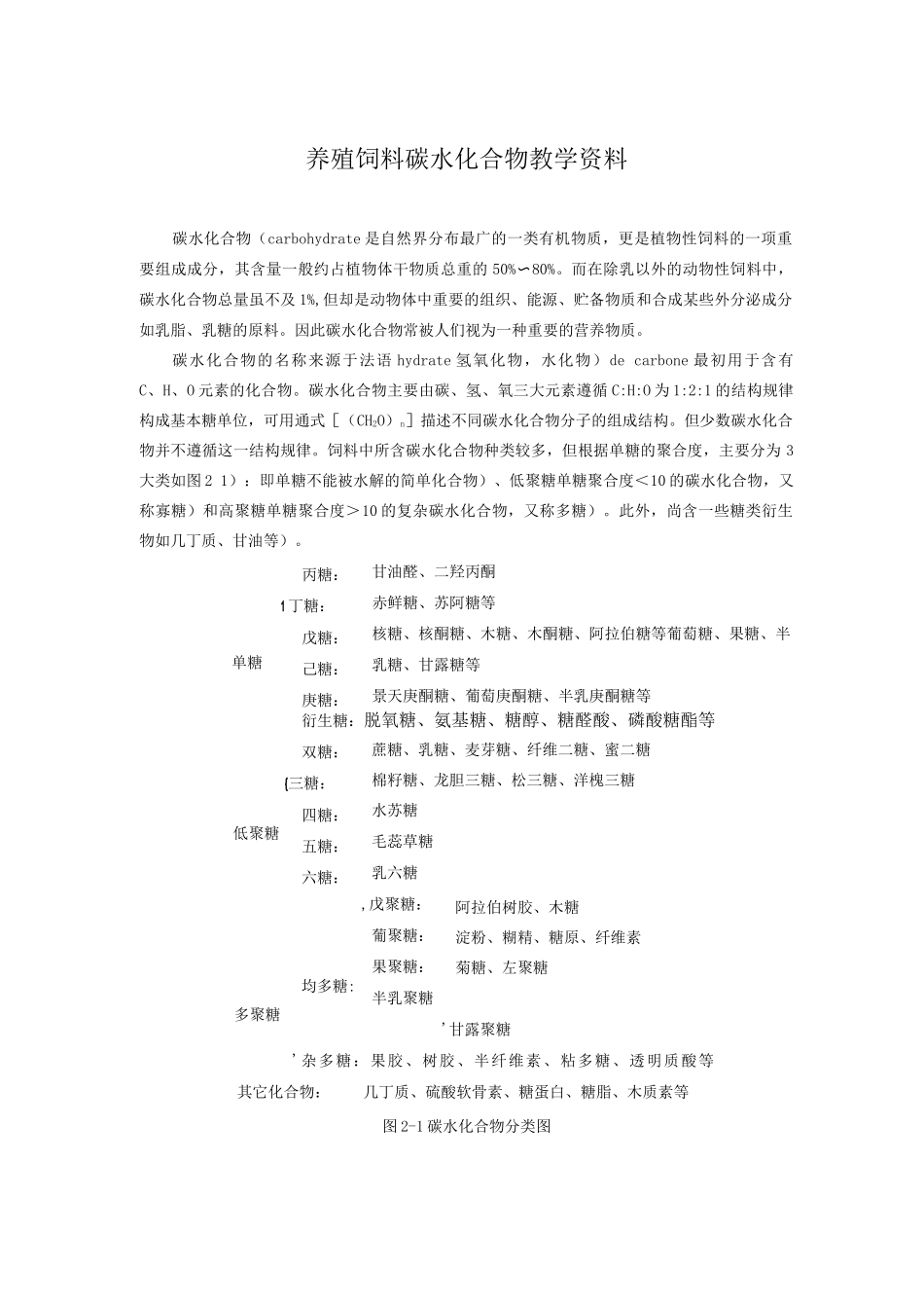 养殖饲料碳水化合物教学资料_第1页