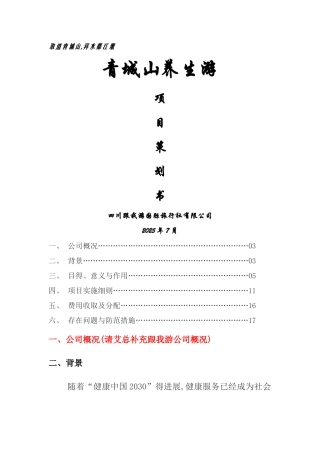 养生游项目策划书