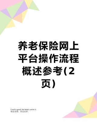 养老保险网上平台操作流程概述参考
