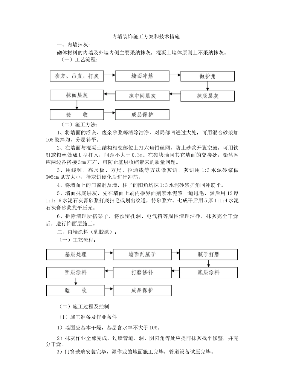 内墙装饰施工方案和技术措施_第1页