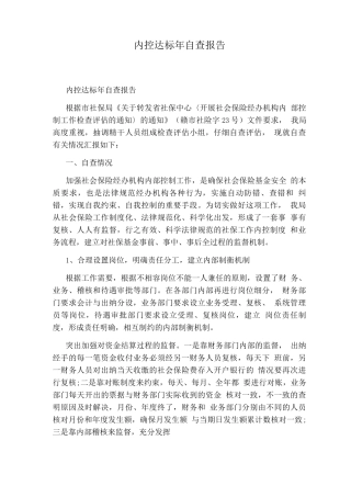 内控达标自查报告