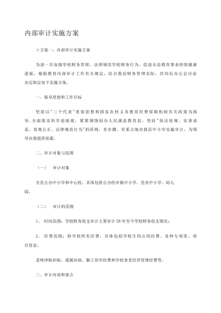 内部审计实施方案