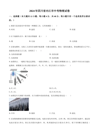 2024年四川省内江市中考物理真题（原卷版）