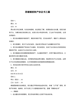 再婚婚前财产协议书三篇