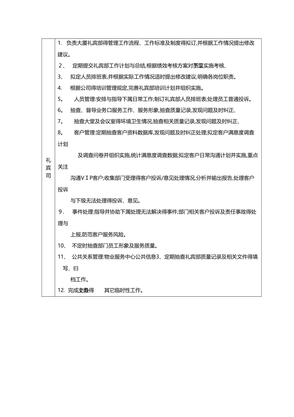 写字楼礼宾部岗位职责及服务标准_第3页