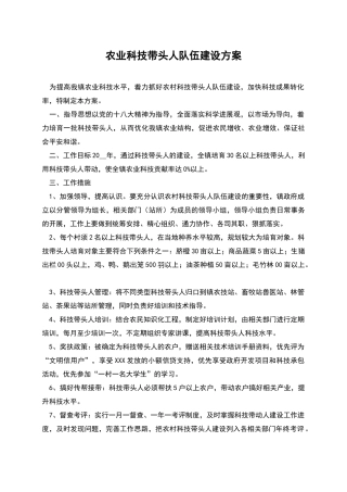 农业科技带头人队伍建设方案