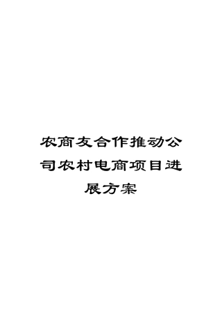 农商友合作推进公司农村电商项目发展方案
