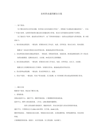 农村供水通用解决方案