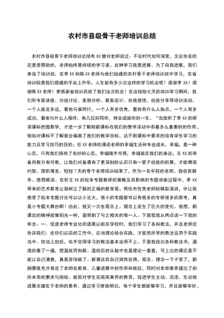 农村市县级骨干教师培训总结