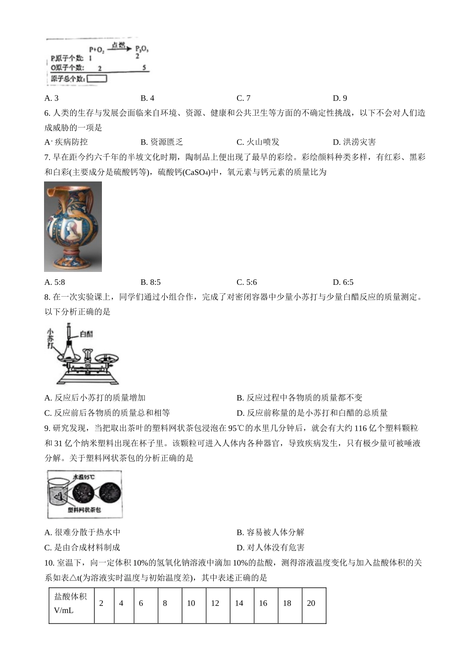 2024年山西省中考化学真题（原卷版）_第2页