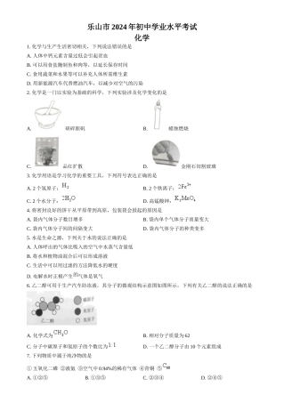 2024年四川省乐山市中考化学真题（原卷版）