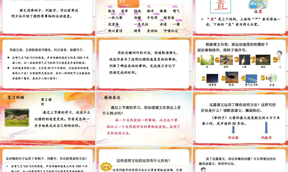 24统编版小学语文五年级上册第二单元7 什么比猎豹的速度更快课件