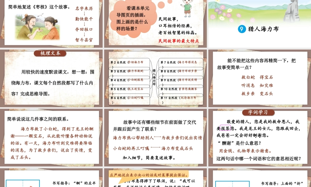 24统编版小学语文五年级上册第三单元9 猎人海力布课件