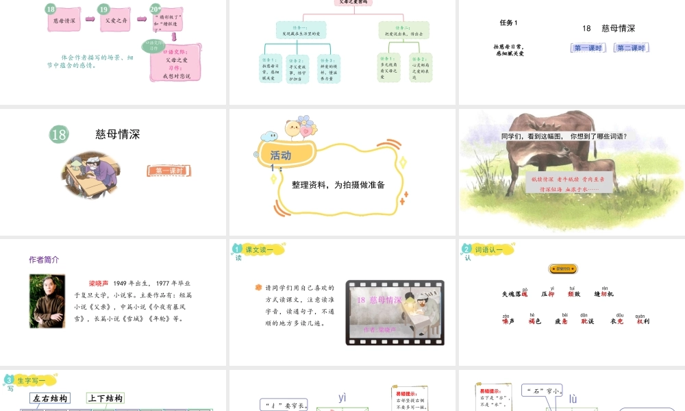 2024统编版-小学语文五年级上册第六单元18.慈母情深-教学课件