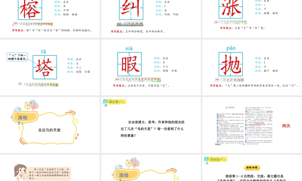 2024统编版-小学语文五年级上册第七单元22 鸟的天堂-教学课件