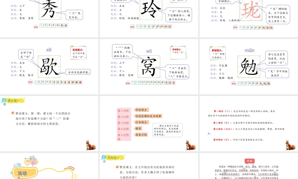 2024统编版-小学语文五年级上册第五单元17.松鼠-教学课件