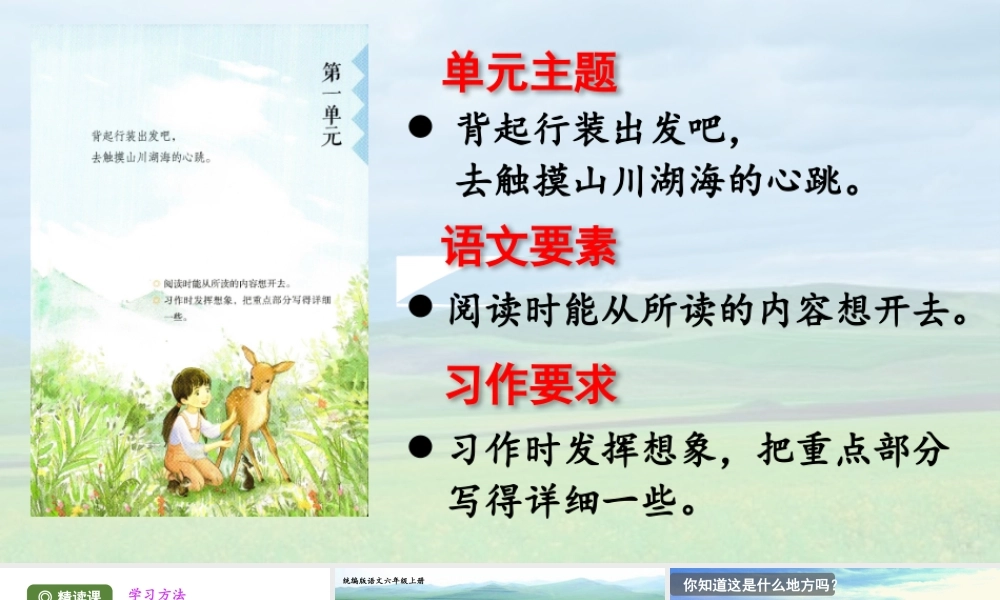 2024统编版小学语文六年级上册第一单元1.草原 第1课时-教学课件