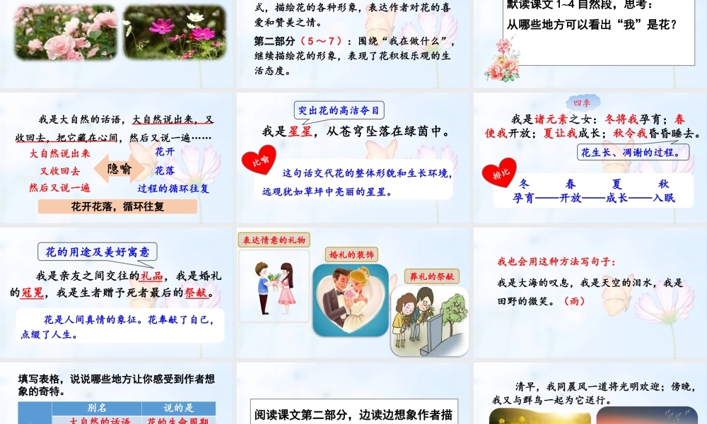 2024统编版小学语文六年级上册第一单元4.花之歌-教学课件