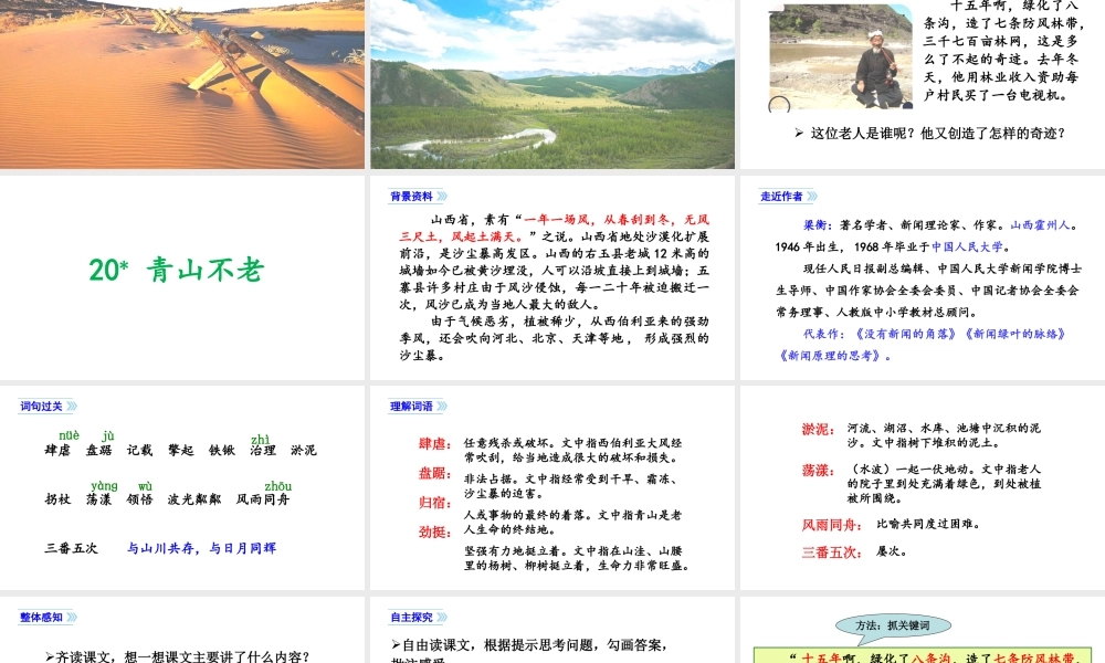 24版人教统编小学六年级上册第六单元20.青山不老 课件