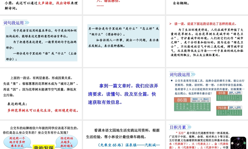 24版人教统编小学六年级上册第六单元语文园地六 课件