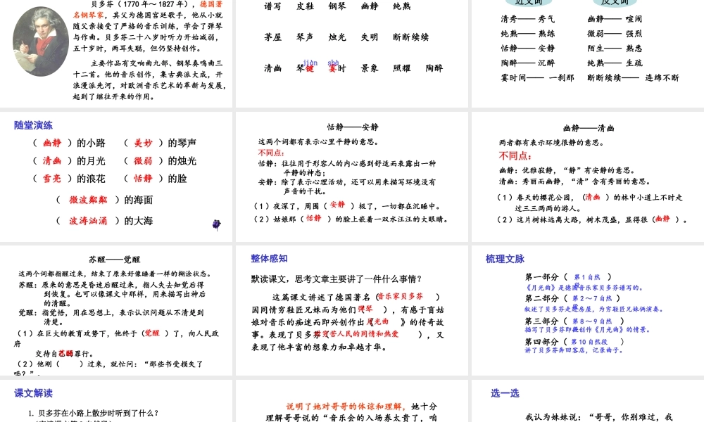 24版人教统编小学六年级上册第七单元23 .月光曲 课件