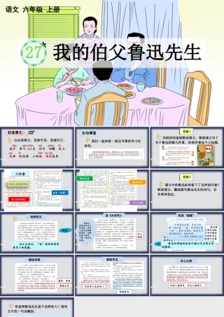 24人教统编版-小学六年级上册第八单元27 我的伯父鲁迅先生 课件