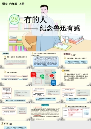 24人教统编版-小学六年级上册第八单元28 有的人——纪念鲁迅有感 课件