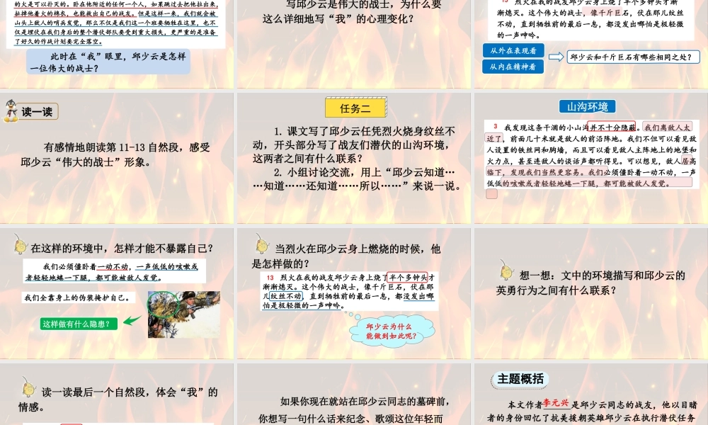 24人教统编版-小学六年级上册第二单元9 我的战友邱少云 课件