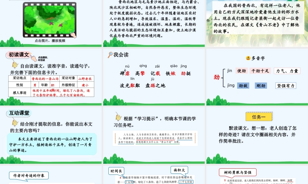 24人教统编版-小学六年级上册第六单元20 青山不老 课件