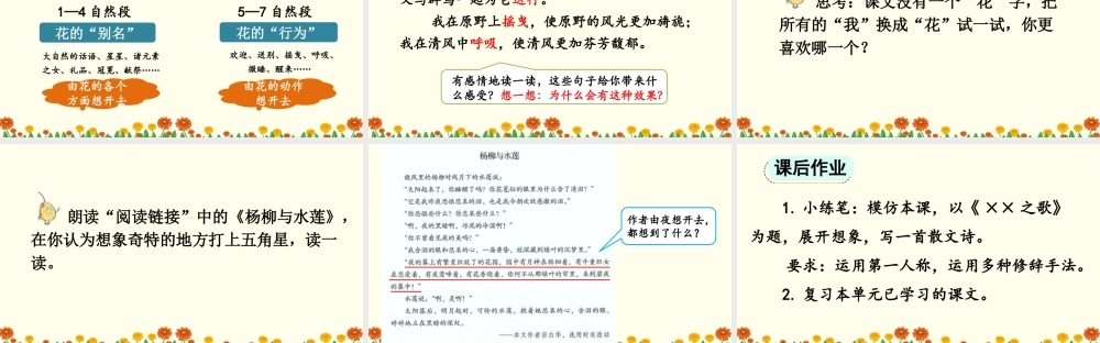24人教统编版-小学六年级上册第一单元4 花之歌 课件